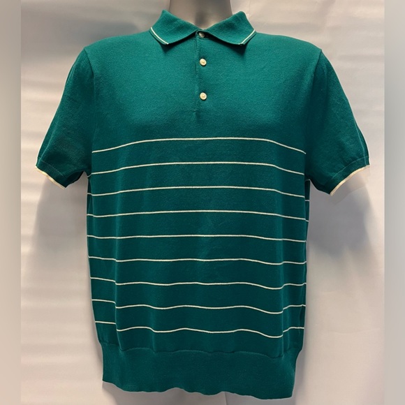 NEW J Crew Short-sleeve Heritage Cotton Tipped Sweater-Polo in Stripe!!! - Picture 1 of 3